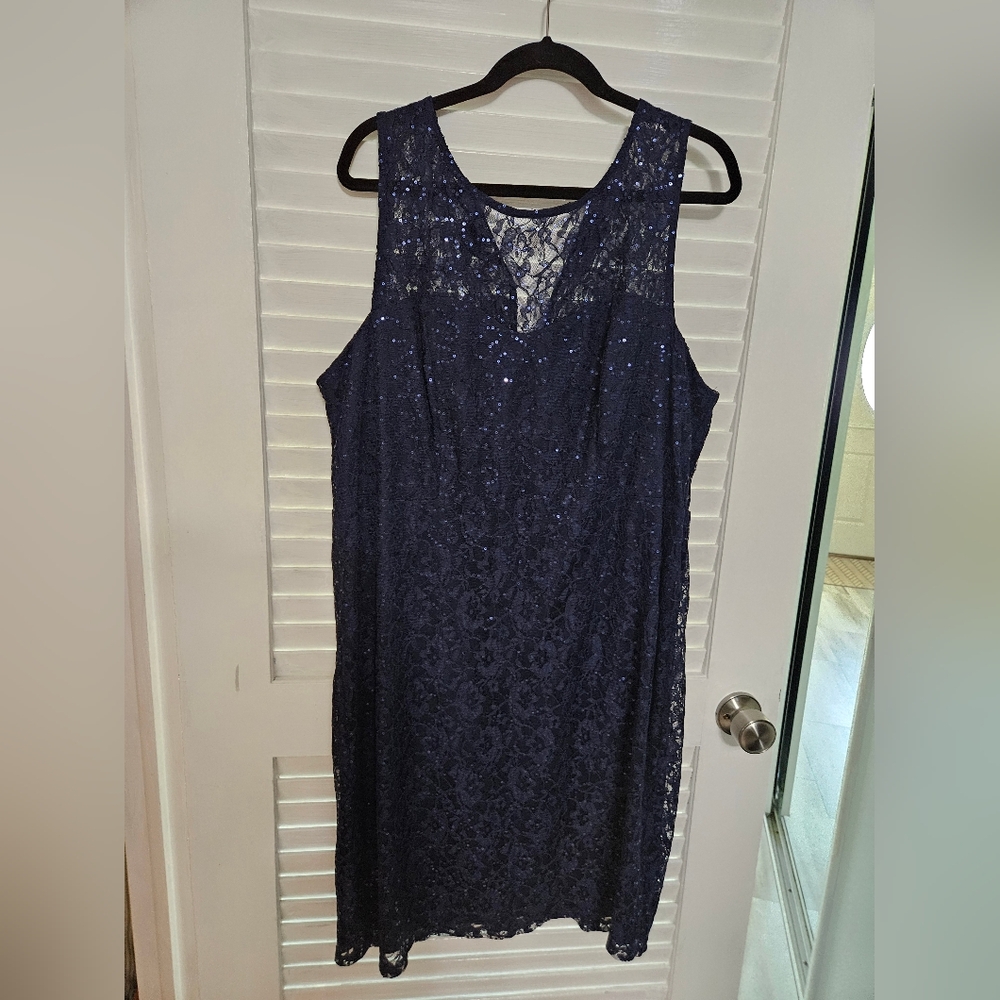 SLNY Navy Lace Dress